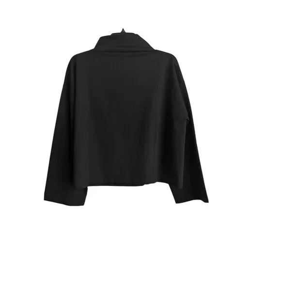 Eileen Fisher black lightweight ponte funnel neck top. Boxy fit. NWT. Size S. - Picture 3 of 7
